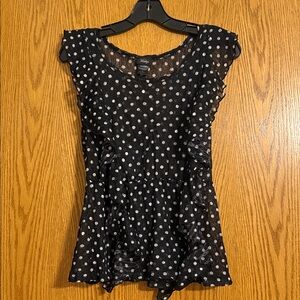 Vanity Black and White Polka Dot Blouse